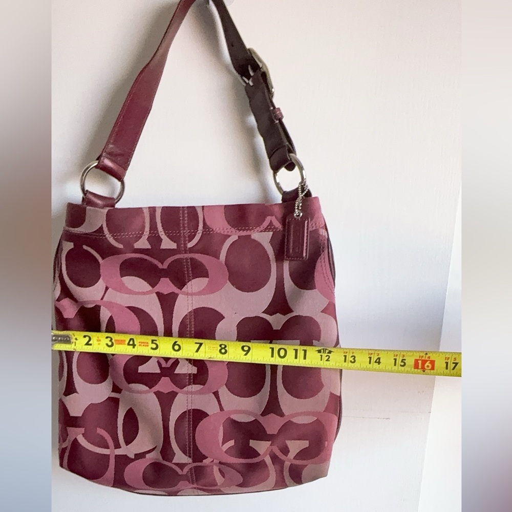 Coach Signature Hobo Shoulder Bag in Pink and Burgundy - Picture 3 of 16